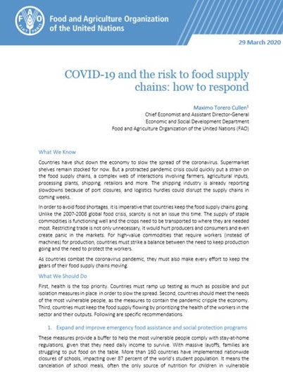 FAO o ryzyku pustych półek w sklepach ze względu na COVID-19